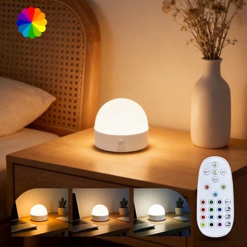 Image of Bonlux LED Rechargeable Night Light, Battery Night Lamp with Remote Control, Portable Nursery Soft Nightlight for Baby, Dimmable Small Beside Lamp for Bedroom