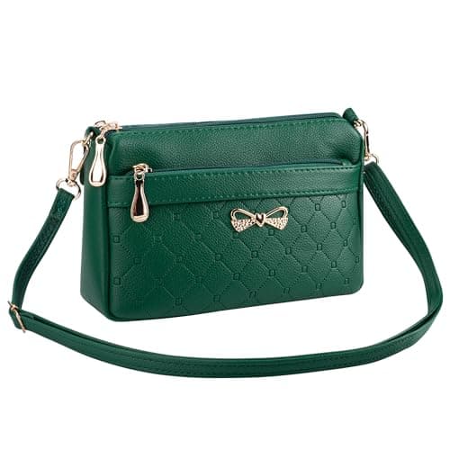 Image of FULEI Crossbody Bags for Women Small Soft PU Leather Ladies Handbags Shoulder Purse - Matte Green