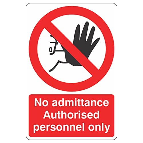 Image of 200mmx300mm No Admittance Authorised Personnel Only With Hand Sign Self Adhesive