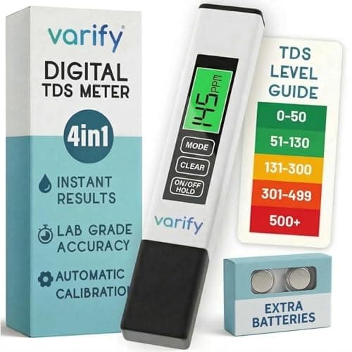 Image of VARIFY Instant 4-in-1 TDS Meter Digital Water Tester for Drinking Water Accurate 0 9990 PPM EC & Temp Readings Ideal for RO Systems, Aquariums, Pools Built for Professionals, Easy for Anyone