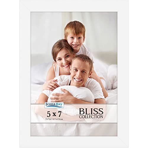 Image of Icona Bay - 7x5 White Picture Frame - Modern Style Engineered Wood Frame - Table Top or Wall Mount - Bliss Collection