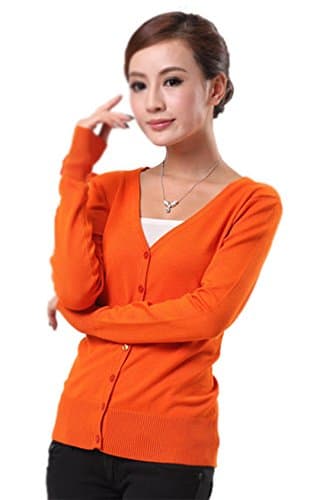 Image of Mooncolour Womens 24 Colors Knit Outwear Autumn Cardigan Sweater, Orange, UK12