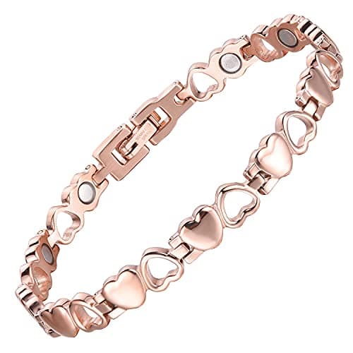 Image of BioMag Magnetic Bracelets for Women Titanium Steel with Strong Magnets Heart-Shaped Bracelet (Rose gold)