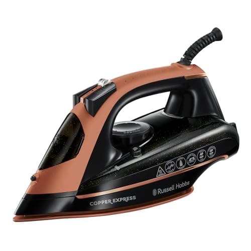 Image of Russell Hobbs Steam Iron - Copper Infused soleplate, 150g Steam Shot, 40g Continuous Steam, Vertical steam function,Self-clean, Anti-calc and Anti-drip function, 2m cord, 2600W) Copper Express 23975