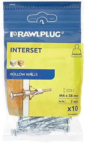 Image of Rawlplug 41 619 Interset Cavity Fixings and Screws (Card of 10) - M4x40