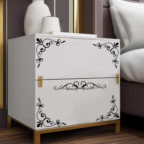Image of SUPERDANT Decorative Border Wall Stickers Black Line Pattern Wall Decal Closet Art Decor DIY Peel and Stick Simple Vinyl Mural for Bedroom Living Room Bedside Table 96x30CM