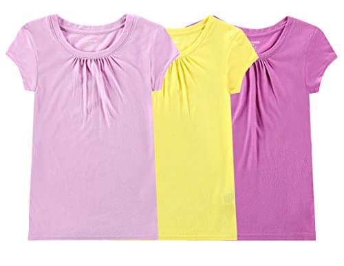 Image of Bienzoe Girls School Uniform Tshirt: Kids Solid Color Tops 3pcs PackC 4/5