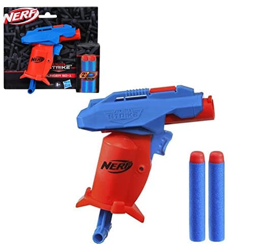 Image of NERF Alpha Strike Slinger SD-1 Single Shot Blaster and 2 NERF Elite Foam Darts - Reload, Tension, Fire, Multi