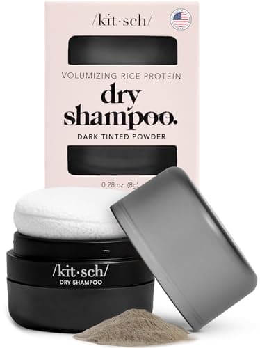 Image of Kitsch Dry Shampoo Powder with Rice Protein for Women & Men - Volumizing, Unscented, No White Cast, Non Toxic, Organic, Paraben & Benzene Free, Non Aerosol for Oily & Dark Hair, Travel Size - 8g