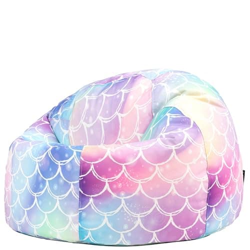Image of icon Ombre Mermaid Large Kids Bean Bag, Woven Fabric, Kids Bean Bag Chair with Filling Included, Gifts for Girls, Mermaid Gifts, Gaming Room, Bedroom, Bedroom Accessories