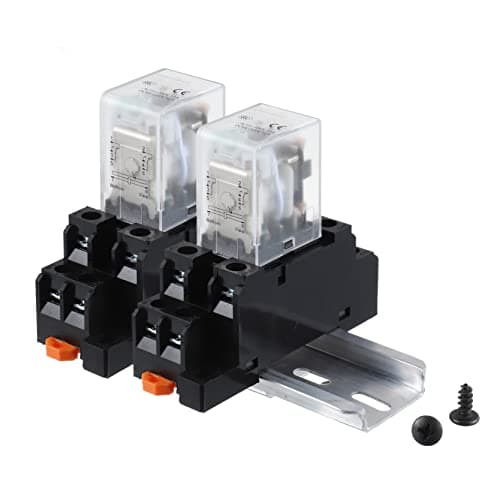 Image of EPLZON DC 12V JQX-13FL 62PL Coil 8 Pin 10A DPDT LED Indicator Electromagnetic Power Relay With Plug-in Terminal Socket and DIN Slotted aluminum Rail