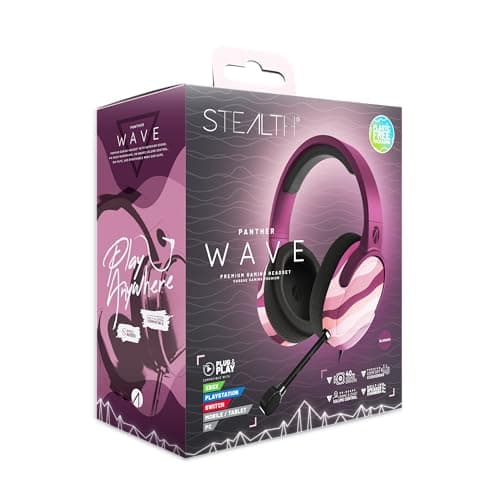 Image of STEALTH Panther Gaming Headset WAVE Edition - Blossom, Compatible with PS4/PS5, XBOX, Switch, PC with Flexible Mic, 3.5mm Jack, 1.5m Cable, Lightweight, Comfortable and Durable