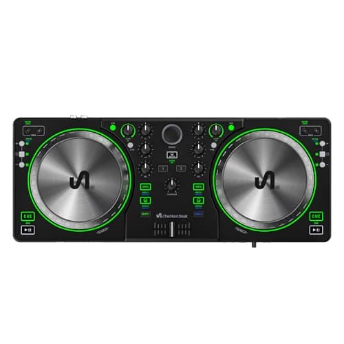 Image of The Next Beat by Tiesto SX1 DJ Controller with Audio Mixer, Auto Sync & Dual Headphone Output – Portable DJ Decks with Jog Wheels, USB-C, VirtualDJ LE Software & Online Lessons for Beginners to Pro-Am