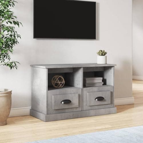 Image of Natulvd 80cm TV Stand, Small Modern Corner TV Cabinet, Farmhouse TV Unit, 2 Tier Entertainment Center with 2 Drawers & Open Shelves (Grey)