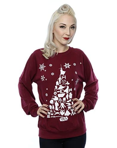 Image of Star Wars Women's Christmas Tree Sweatshirt X-Large Burgundy