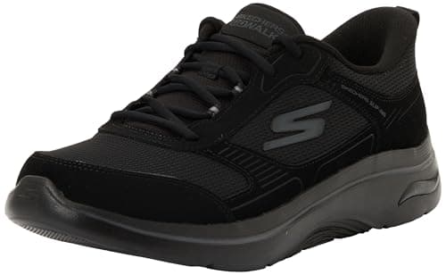Image of Skechers Men's Go Walk Arch Fit 2.0 Seared Sneaker, Black Leather/Textile, 10 UK