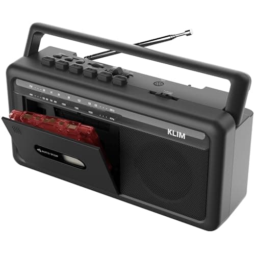 Image of KLIM Portable Cassette Player & Tape Recorder – Boombox with AM/FM Radio, USB, Bluetooth, Speaker, and Earphone Jack – Battery and AC Operated - Black