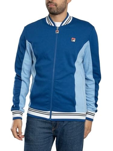 Image of FILA Men's Settanta Baseball Track Jacket, Limoges/Frozen Fjord/Black/White, S