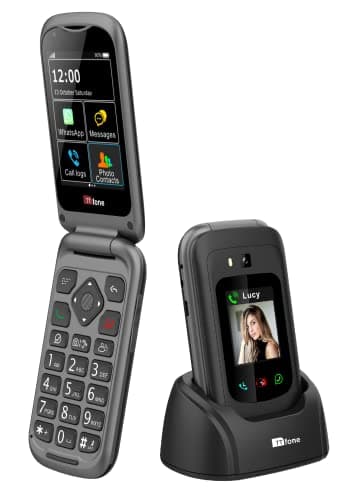 Image of TTfone TT970 Whatsapp 4G Touchscreen Senior Big Button Flip Mobile Phone - Pay As You Go Prepaid - Easy and Simple to Use (£0 Credit, EE)
