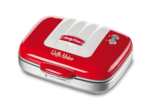 Image of Ariete 1973 Retro Waffle Maker Iron for Breakfast or Dessert Waffles, Non-Stick Easy Clean with Safety Lock, American Diner Style, 700W, Red