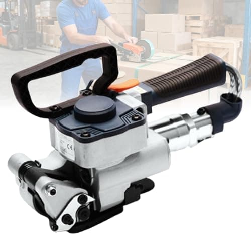 Image of Handheld Pneumatic Strapping Tool, PP&PET Packing Banding Machine, 0.5-0.75” Portable Pallet Strappers, Tensile Force 3500N, Sealing/Tightening/Cutting, for Logistics Warehouses