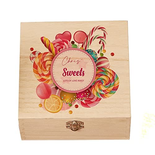 Image of ukgiftstoreonline Personalised Any Name Candy and Sweets Wooden Box Gift