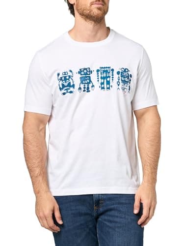 Image of Paul Smith Mens Mens Reg Fit T Shirt Robots, White, XL