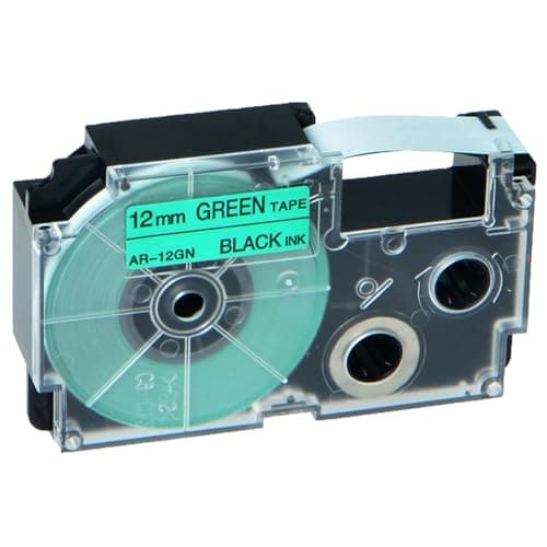 Image of NineLeaf Compatible for Casio Label Maker XR-12GN XR-12GN1 12mm x 8m Black On Green Label Tapes for Casio KL-60 100 120 200 300 750 780 820 2000 7000 7200 7400 8100 8200 P1000 Label Printers, 20PK