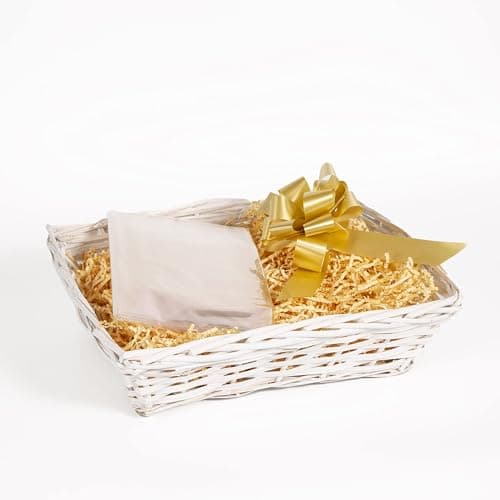 Image of White Wicker Basket For Hampers Make You Own Gift Hamper Kit Birthday Christening Newborn Wedding Gift Hampers (Beige)
