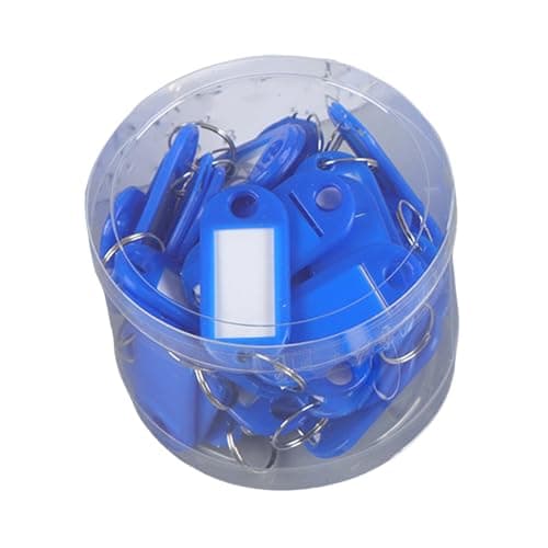 Image of 50Pcs Keyring Tags with Labels, PP Key Fob with Metal Split Ring Paper Insert, for Hotel Room Key Card Label Writing Marking Blue