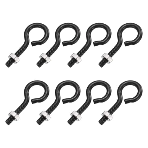 Image of sourcing map 8 Pack Eye Bolts, M3 x 16mm 304 Stainless Steel Threaded EyeBolt Black Eye Hooks with Nut for Hanging or Securing Cables