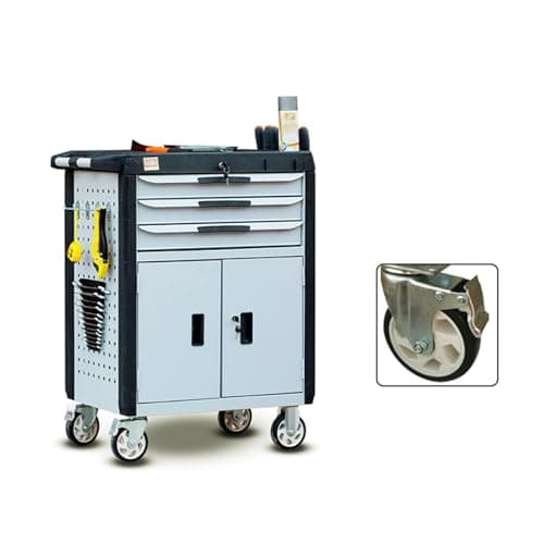 Image of Tool Chest 3-Drawer Rolling Tool Chest with Wheels, Portable Steel Cabinets with Drawers and Locking System for Warehouse, Garage Tool Storage Box(Gris)
