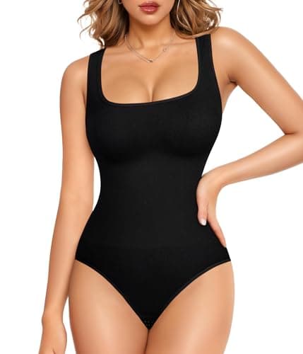 Image of Junlan Shapewear Bodysuit for Women Tummy Control Full Body Shaper Seamless Shaping Leotard Tank Tops (Black,M)