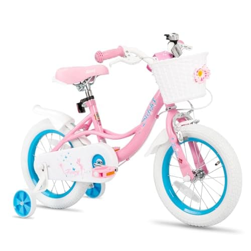 Image of STITCH Fairy Girls 12 inch Kids Bike for Ages 2-4 Years Old Girls, 12 inch Girls Bike with Training Wheels and Basket,Pink