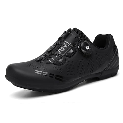 Image of Hixingo Cycling Shoes Mens Womens MTB Bicycle Shoes Flat Sneaker Road Bike Rubber Sole Breathable Mountain Bike Shoes Non-Slip Shoe 11 UK Black