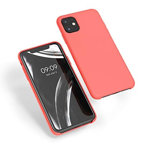 Image of kwmobile Case for Apple iPhone 11 Case - Soft Cover - Shockproof Silicone - Wireless Charging Vivid Coral