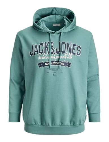Image of JACK & JONES Mens Jjelogo Sweat Hood 2 Col 25/26 Noos Pls, Mineral Blue, 6XL UK