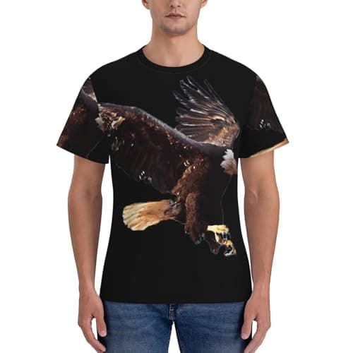 Image of Eagle Men's T Shirt Summer Adult Everyday Wear Short-Sleeved Black