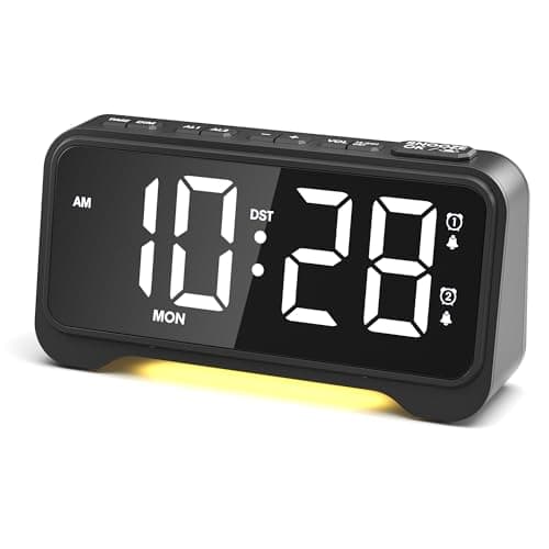 Image of ROCAM Alarm Clocks Bedside for Bedroom, 7.5" Display with Big Numbers, Digital Clock with Day of Week, Dual Alarms, Night Light, Dimmer, Power-Off Memory