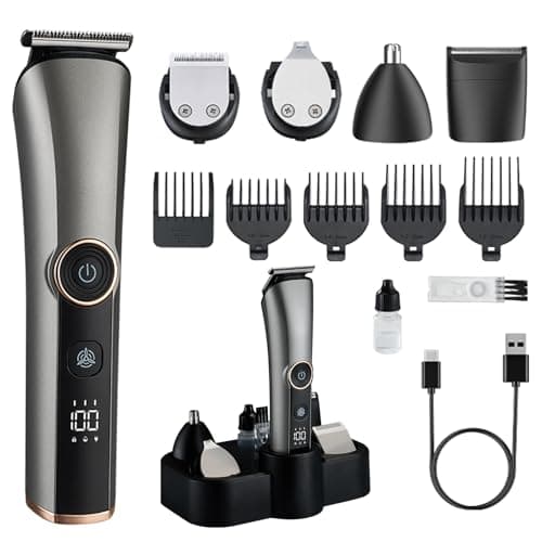 Image of ManEdge 5-in-1 All-in-One Trimmer, Series 2000 Grooming Kit for Beard, Hair & Nose with 5 Attachments, Self-Sharpening DLC Blades, USB Rechargeable – Gt2510/25
