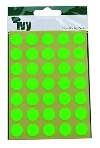 Image of Ivy 13mm Fluorescent Green Self Adhesive Round Dot Spot Sticky Labels Circle Stickers (140 Stickers)