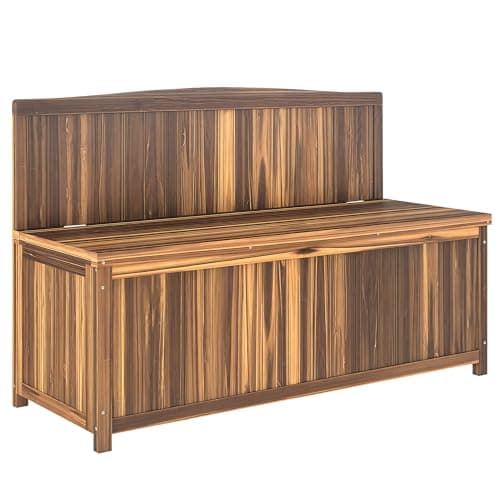 Image of Outsunny Garden Arch Wood Bench Outdoor Storage Box Garden Furniture Chair 115L x 45W x 75Hcm, Brown