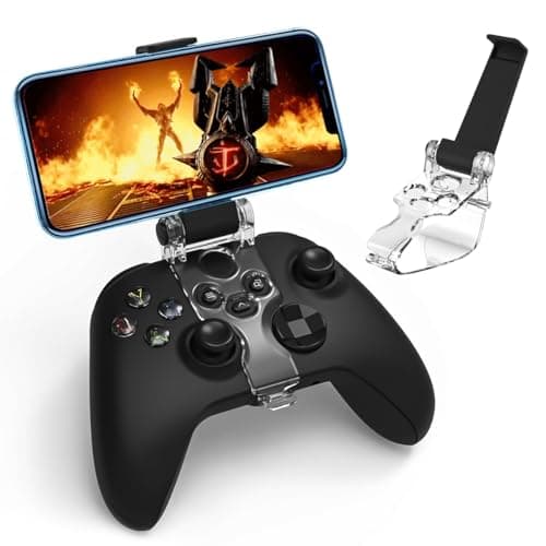 Image of Phone Mount Holder compatible with Xbox Series X Controller, Adjustable Mobile Gaming Clip for compatible with Xbox Series S Gaming Holder Clamp Foldable Mobile Phone Clip Black