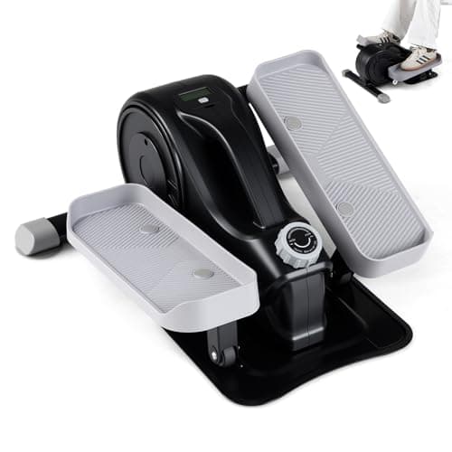 Image of COSTWAY Under Desk Elliptical Machine, Mini Elliptical Cross Trainer with LCD/LED Display Screen, Portable Seated Leg Pedal Exerciser for Teens Seniors Adults (Black+Gray, no Remote Control)