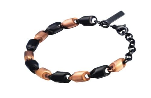 Image of Police Spirit Unisex Black and Rose Gold Plated Stainless Steel Bracelet