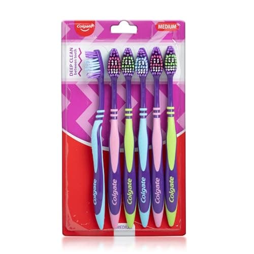 Image of Colgate Zigzag Toothbrush for Deep Inter Dental Clean with Multi Angle Zig zag bristles (Medium, Pack of 6)