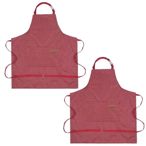 Image of DDUP Adjustable Apron Unisex Aprons with Double Pocket, Cooking Baking Apron Kitchen Chef Aprons for Women Men,Home Kitchen Butchers BBQ Restaurant Coffee House (Red-Pack of 2)
