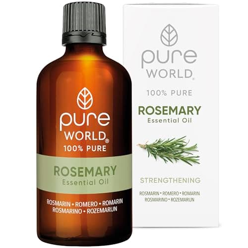 Image of Pure World Natural Rosemary Essential Oil 100ML for Bath, Massage, Vaporising Therapeutic Grade Pure & Undiluted