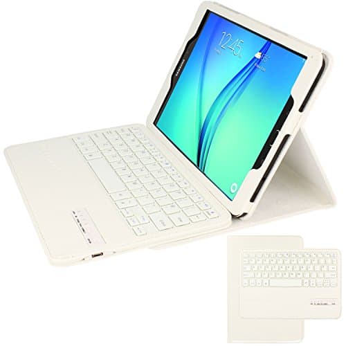 Image of TECHGEAR STRIKE FOLIO Case fits Samsung Galaxy Tab S3 9.7 Inch (SM-T820 Series) - PU Leather Case with Built in Detachable Bluetooth Wireless UK QWERTY Keyboard and Stand (White)
