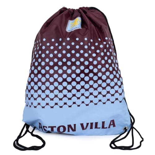 Image of Aston Villa Official Fade Design Drawstring Gym Bag, Burgundy and Sky Blue